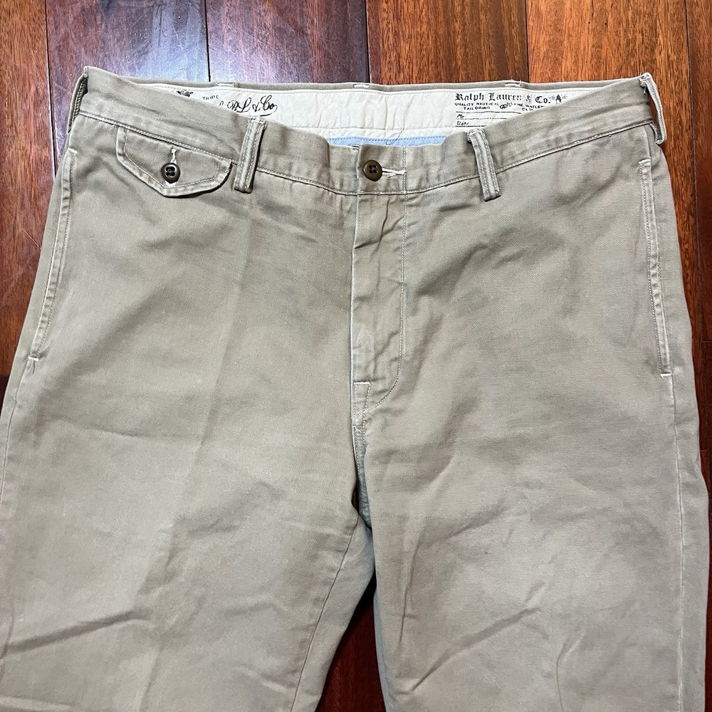 Vintage Polo Ralph Lauren Pants Mens 34x30 (34x29) Slim GI Fit Chino Tan Y2K